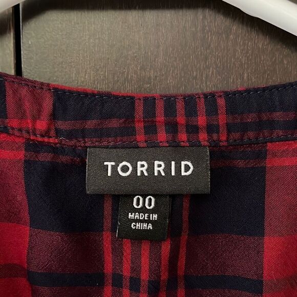 Torrid Red Plaid Dolman Blouse Top Size 10 - Picture 4 of 7